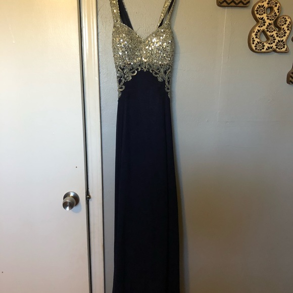 Navy blue sequin formal - Picture 2 of 8